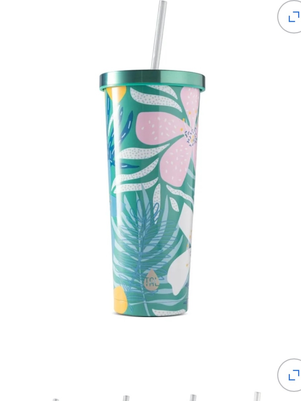 Tal Ivy Stainless Steel Tumbler - 24 oz - Green Tropical - Cold for 24 hr